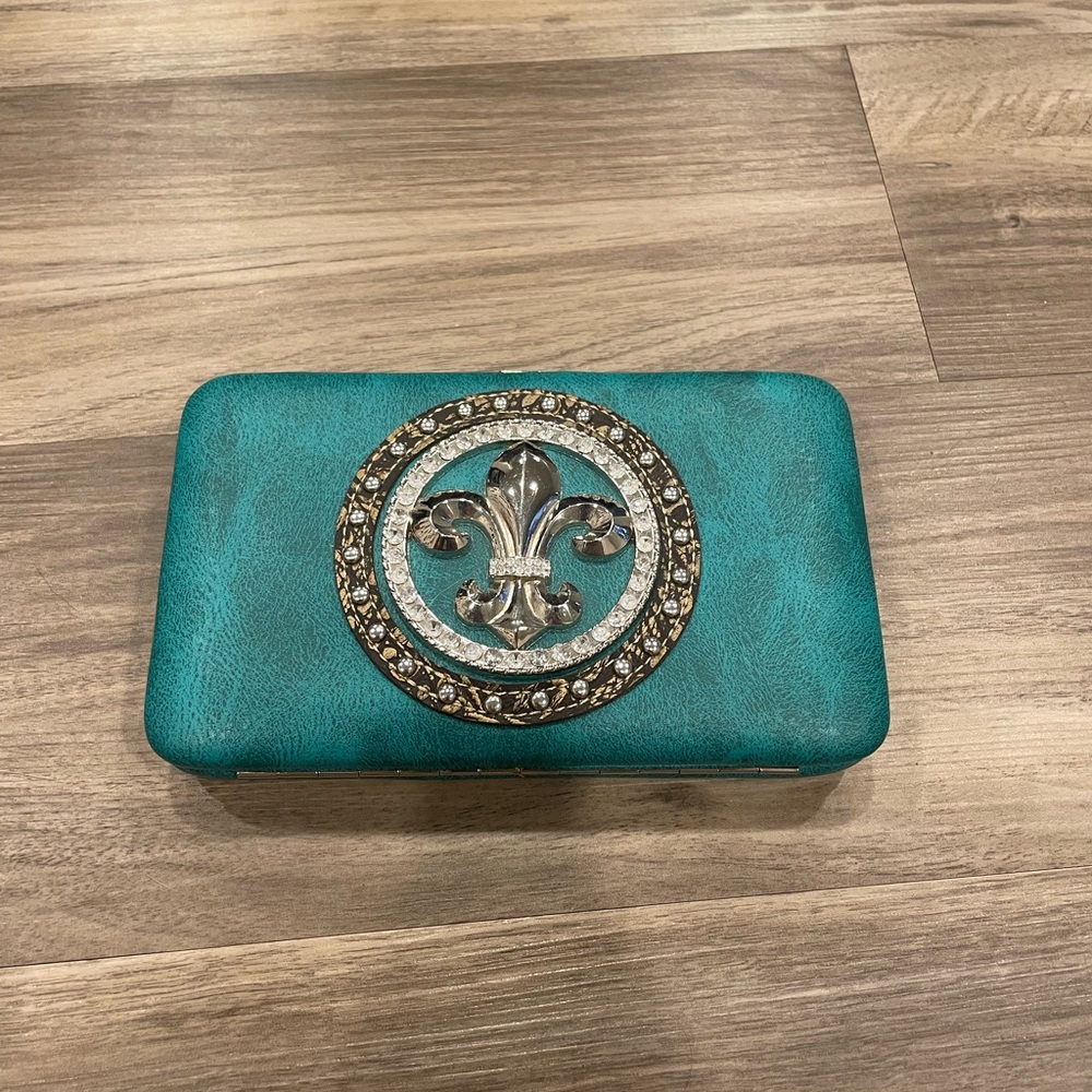 Wallet Clutch with Bling Fleur-de-Lis